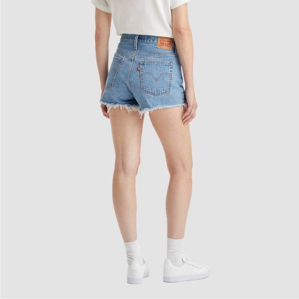 Levi's Blue Distressed Jean Shorts 501 - Picture 6 of 7